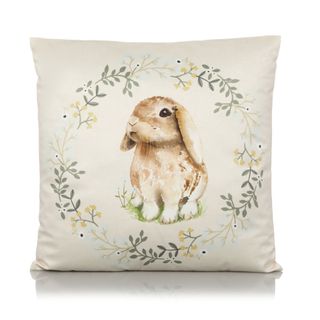easter decoration bunny printed cushion with white background