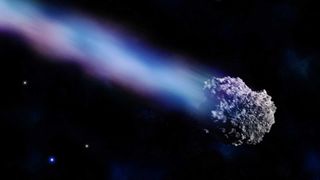 Comet flying through space