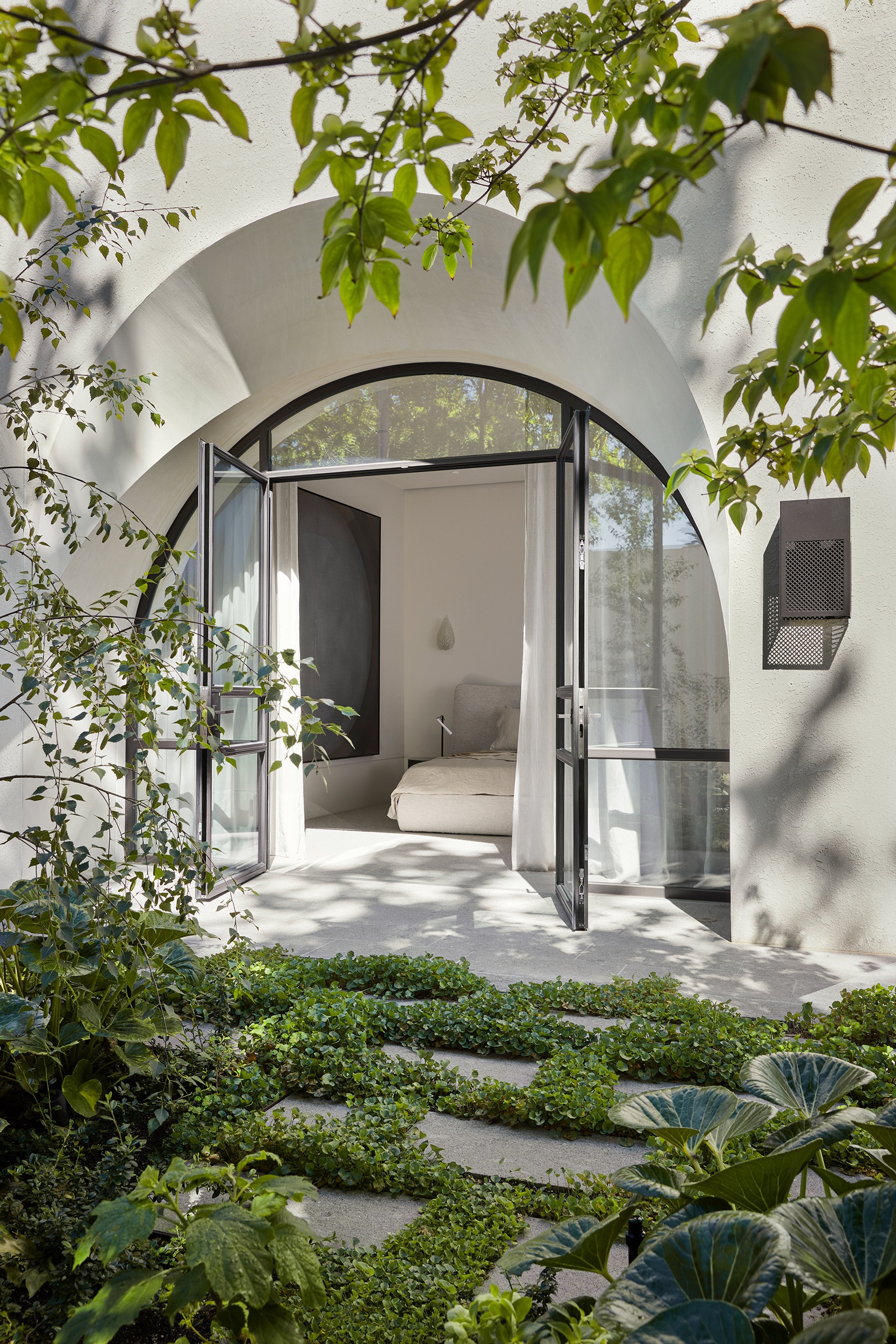 Linen curtains with white interiors