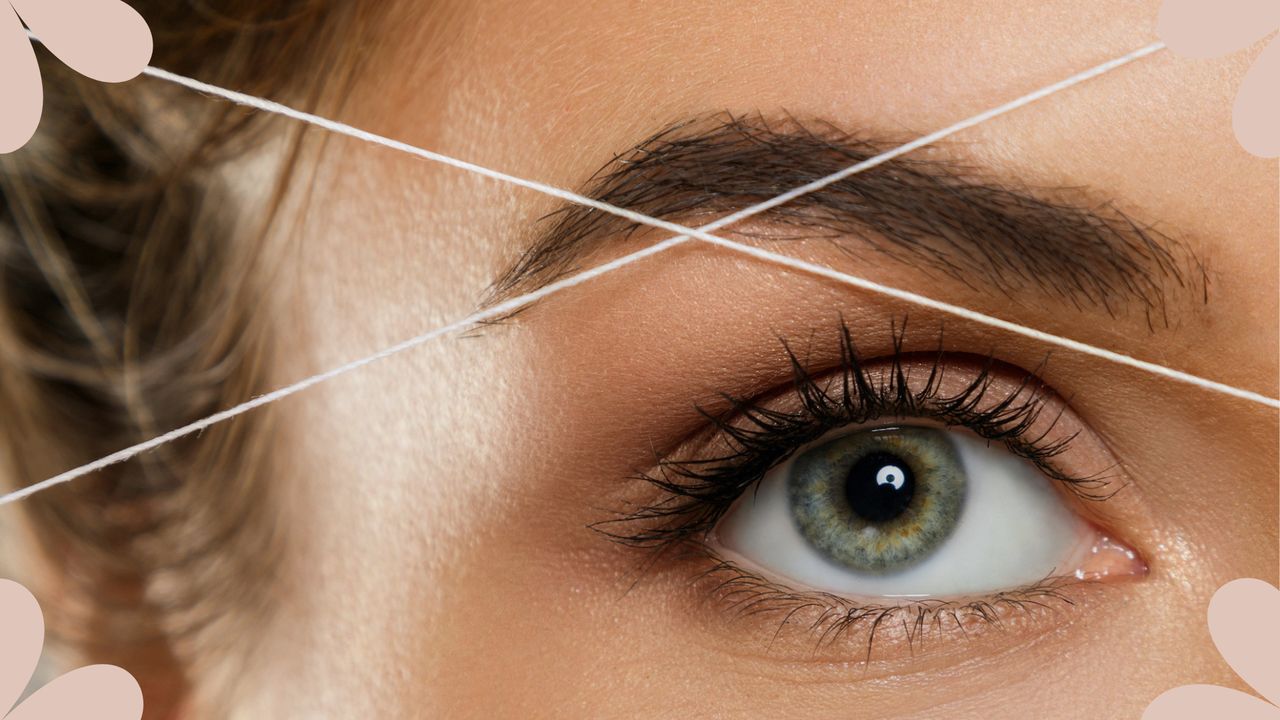 close up of eyebrow threading 