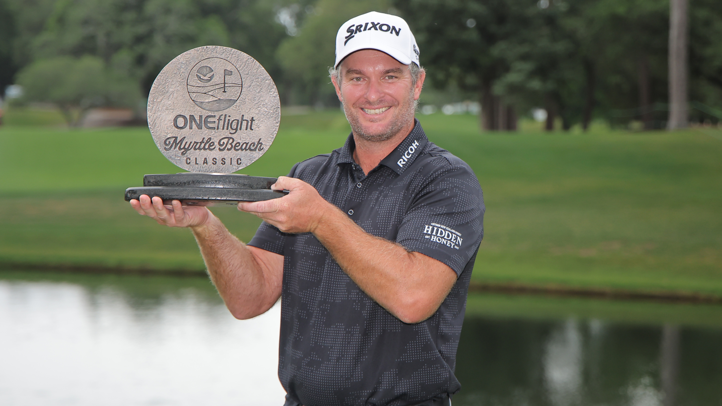 Ryan Fox with the Myrtle Beach Classic trophy 