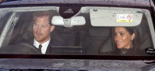 Prince Harry Meghan Markle arriving for lunch Christmas at Sandringham