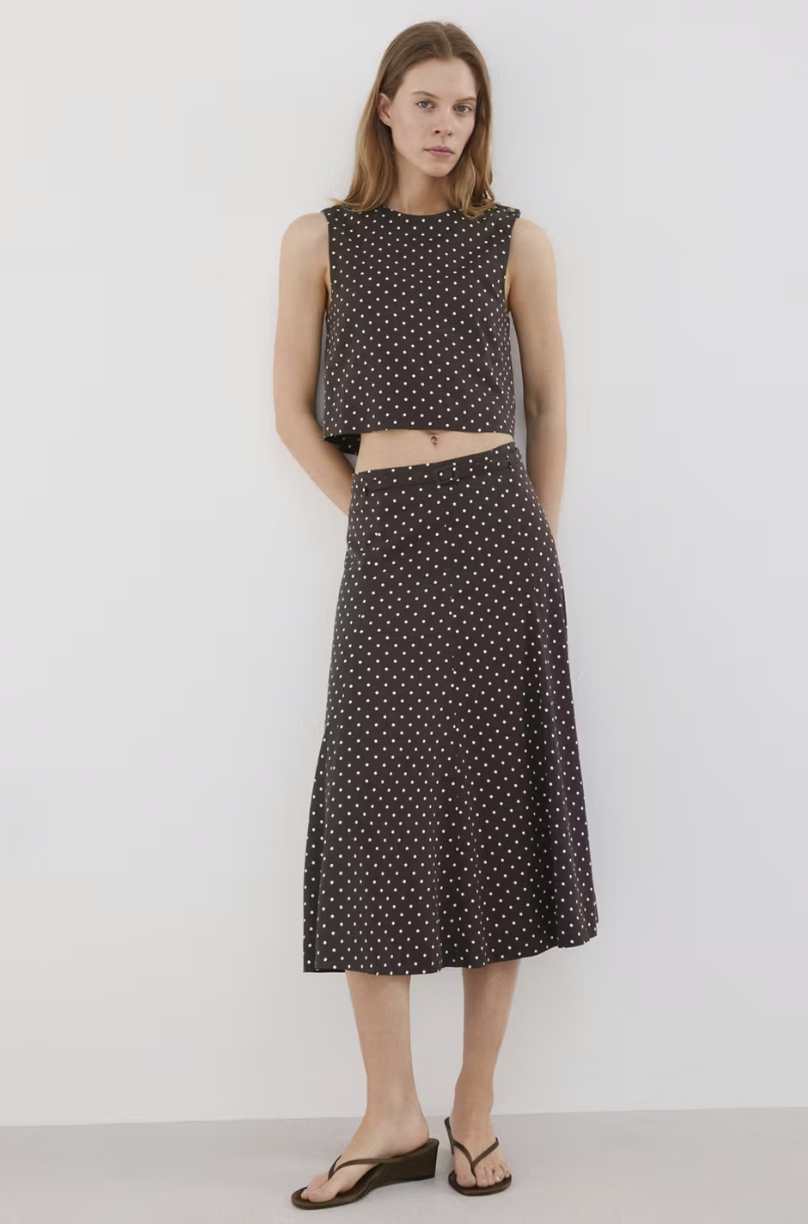 MANGO, Linen Polka Dot Top