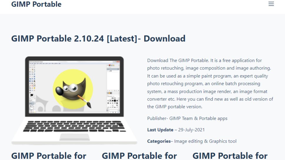 Website screenshot for GIMP Portable