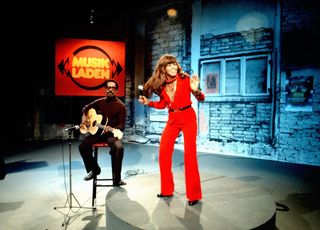 Ike and Tina Turner performing 'Nutbush City Limits' on the German television program Musikladen, Bremen, West Germany, 1973.