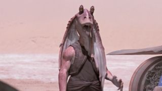 Jar Jar with a numb tongue in The Phantom Menace