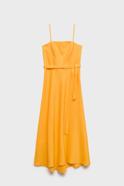 MANGO, Bow Linen-Blend Dress 