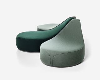 Green 'Waves' dormeuse seating by Constance Guisset for LaCividina on a white background