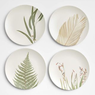 Botanical Bamboo Melamine Salad Plates, Set of Four
