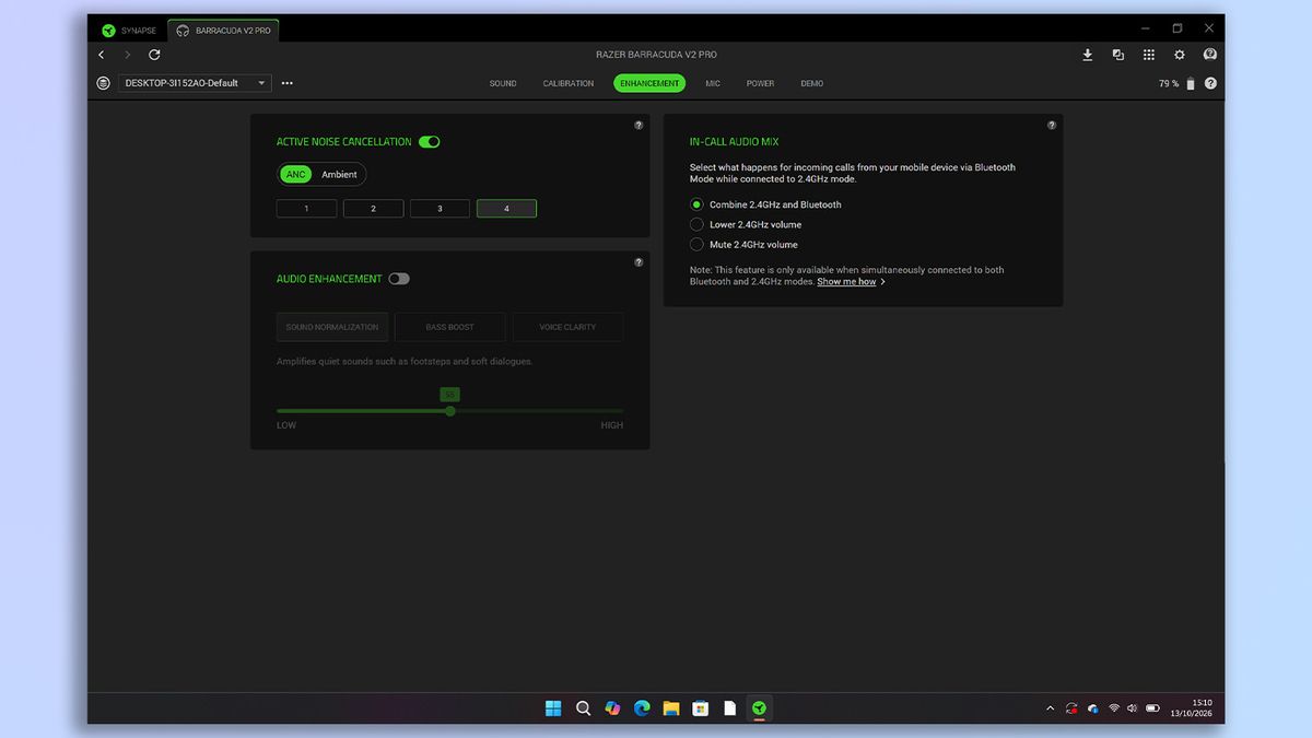 Razer Synapse and Razer Audio app screenshot