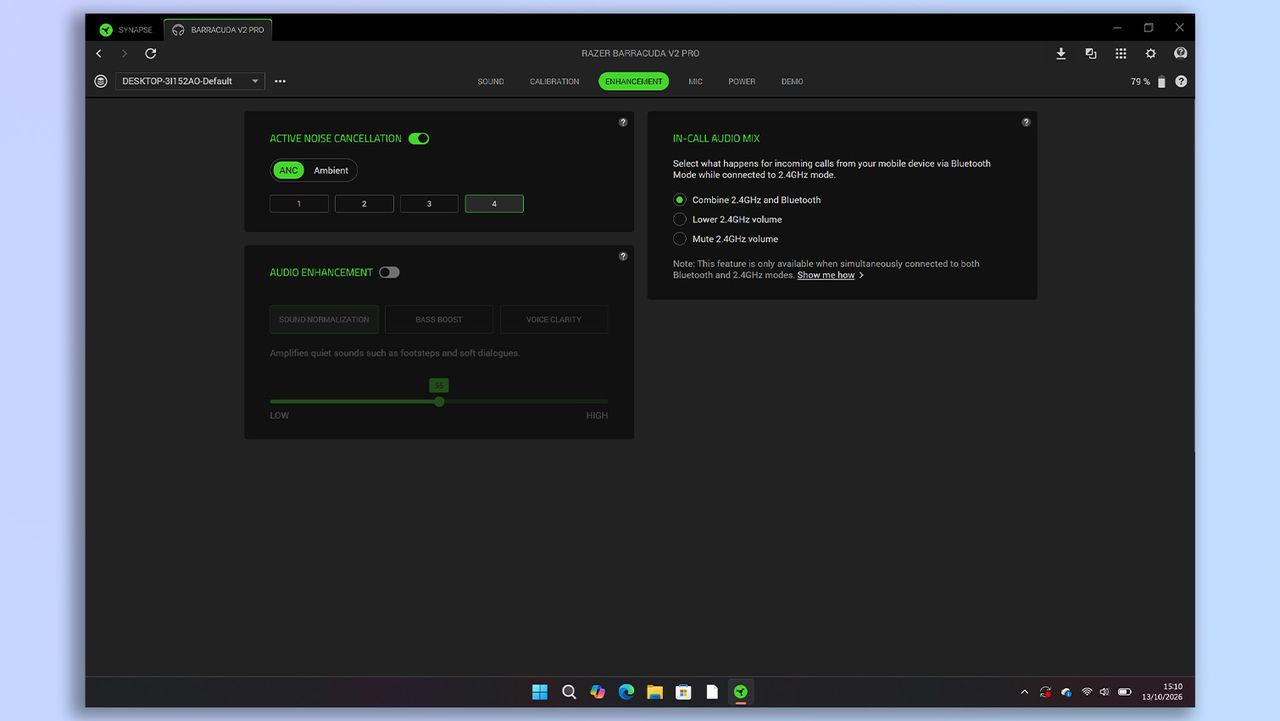 Razer Synapse and Razer Audio app screenshot