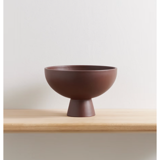 brown stoneware standing bowl