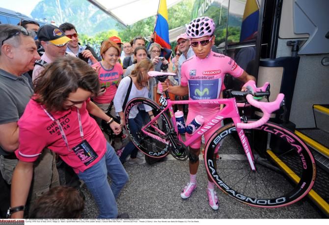 Nairo Quintana (Movistar) at the team bus before the start of stage 21