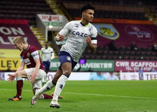 Aston Villa’s Ollie Watkins celebrates scoring their sides first goal of the game during the Premier League match at Turf Moor, Burnley. Picture date: Wednesday January 27, 2021