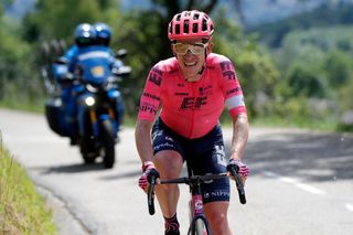 LE SAPPEYENCHARTREUSE FRANCE JUNE 04 Lawson Craddock of United States and Team EF Education Nippo attack on breakaway during the 73rd Critrium du Dauphin 2021 Stage 6 a 1672km stage from LoriolsurDrome to Le SappeyenChartreuse 1003m UCIworldtour Dauphin dauphine on June 04 2021 in Le SappeyenChartreuse France Photo by Bas CzerwinskiGetty Images