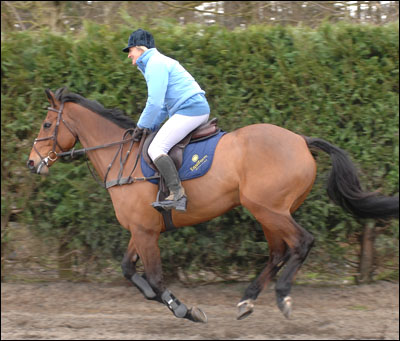 Lucinda Green enjoys a canter onboard Spring Along