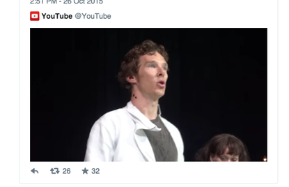 Benedict Cumberbatch asks the audience for donations for Syrian refugees after his Hamlet performance.