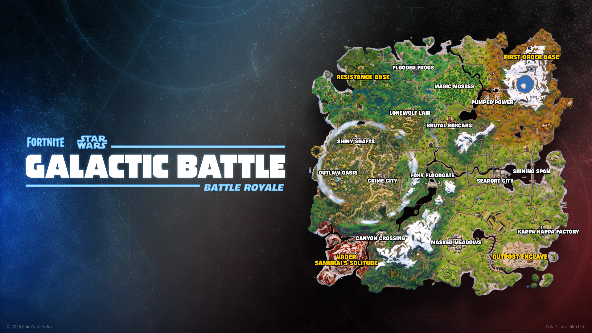 Fortnite galactic battle new map locations