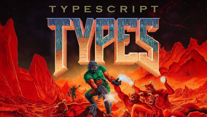 Doom key artwork with the lettering &quot;Typescript Types&quot;. 