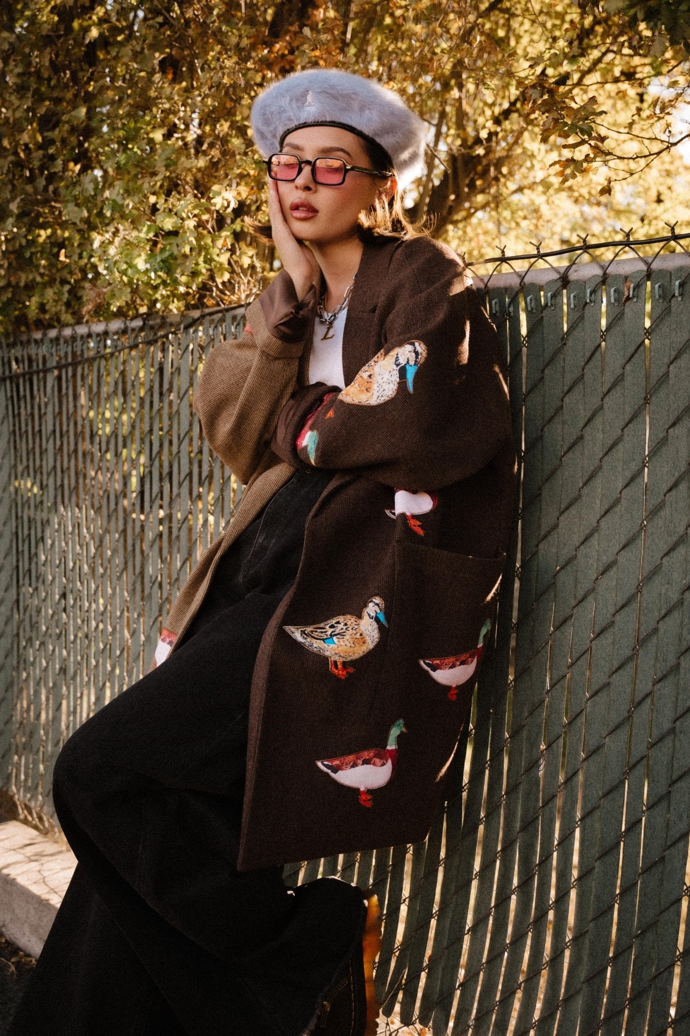 Lucky Duck Half &amp;amp; Half Plaid Coat - S/m