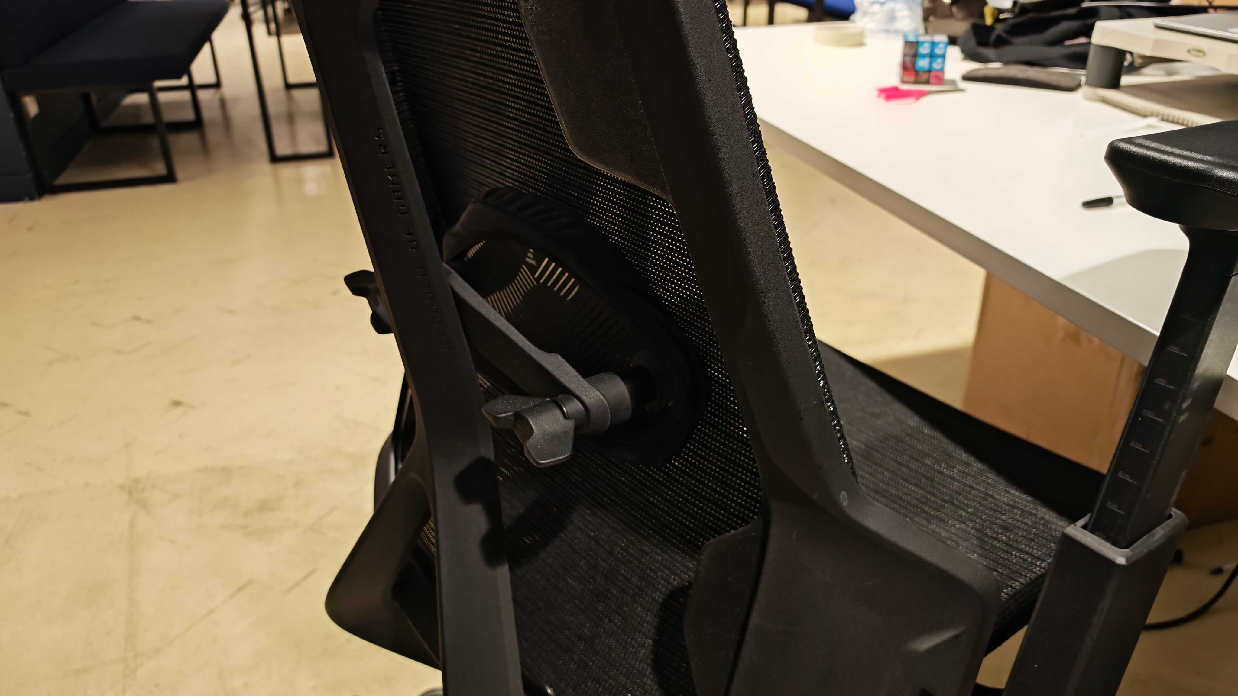 The Asus ROG Destrier Core Gaming Chair in an office environment.