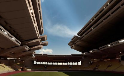 The Parisian maison staged its spring show inside the Stade Louis II stadium