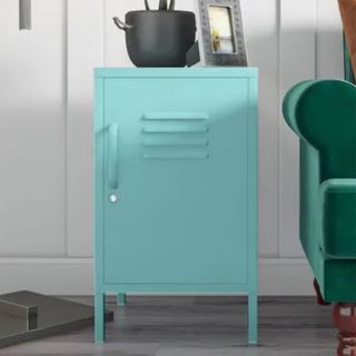 Turquoise metal end table