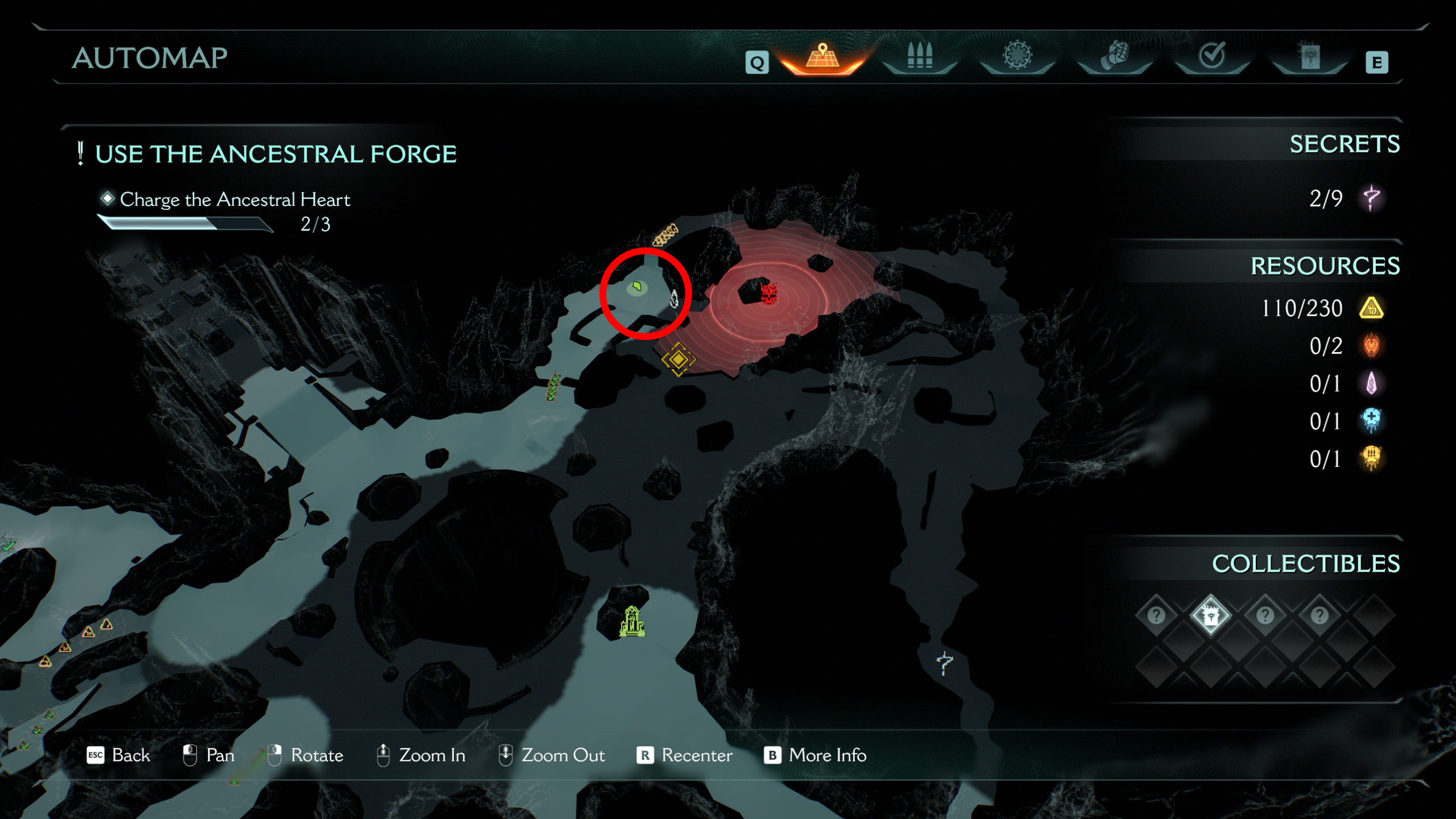 Doom: The Dark Ages Ancestral Forge secrets - A map showing you the location of a wraithstone in the wolf shrine.