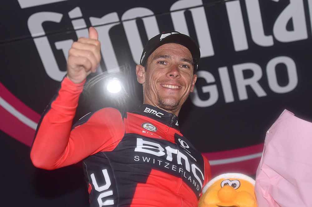 Philippe Gilbert on the stage 12 podium.