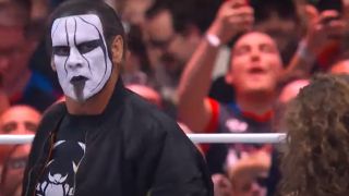 Sting looking menacing in his traemark white facepaint in AEW