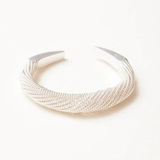 jewellery gifts silver chunky bangle with twisted rope chain detail
