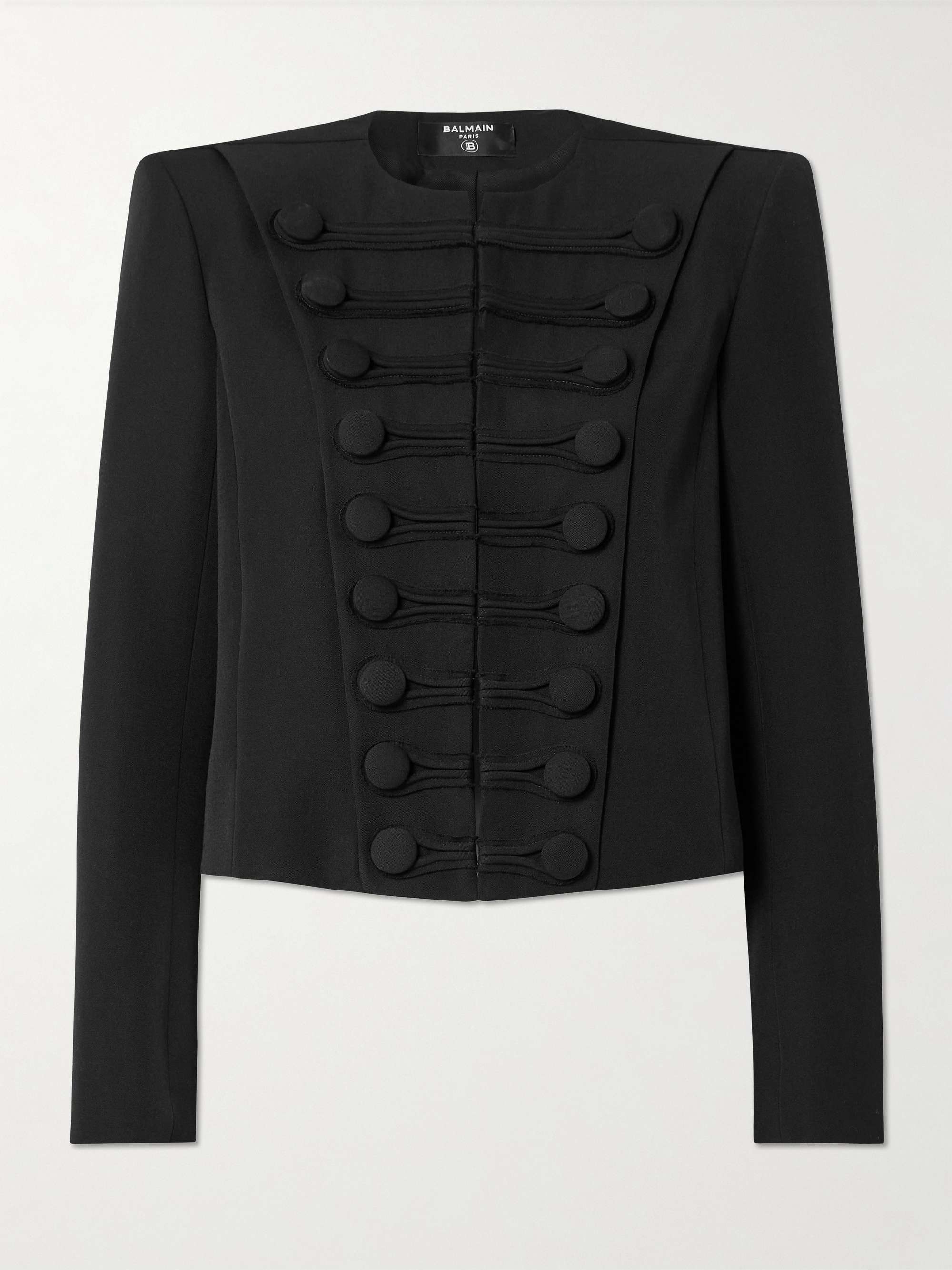 Spencer Button-Embellished Grain De Poudre Wool Jacket