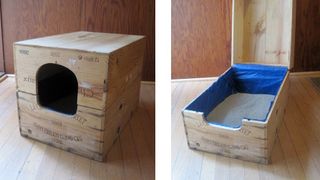 Ways to hide litter box: Wine crate litter box