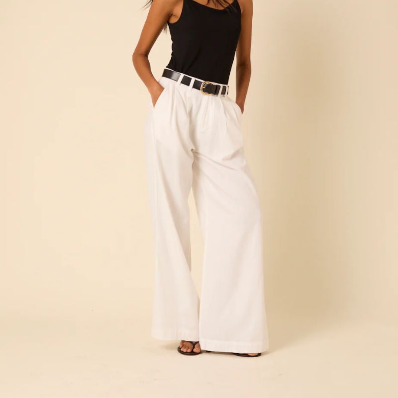 white wide leg trousers