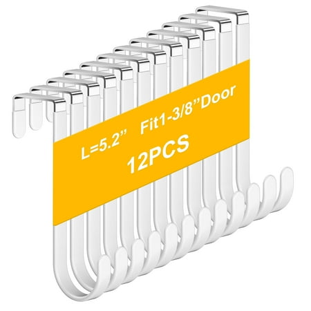 Larger Door Hanger Hooks, 12 Pack Over the Door Hooks for Hanging, Over the Door Towel Rack for Bathroom, Towel Hooks Fits 1 3/8&quot; Door