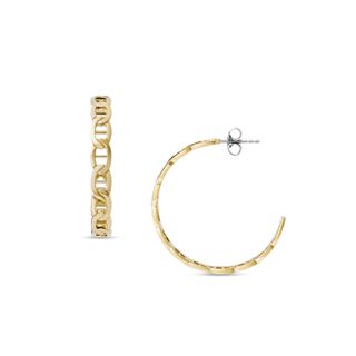 Heritage D-Link Gold-Tone Stainless Steel Hoop Earrings