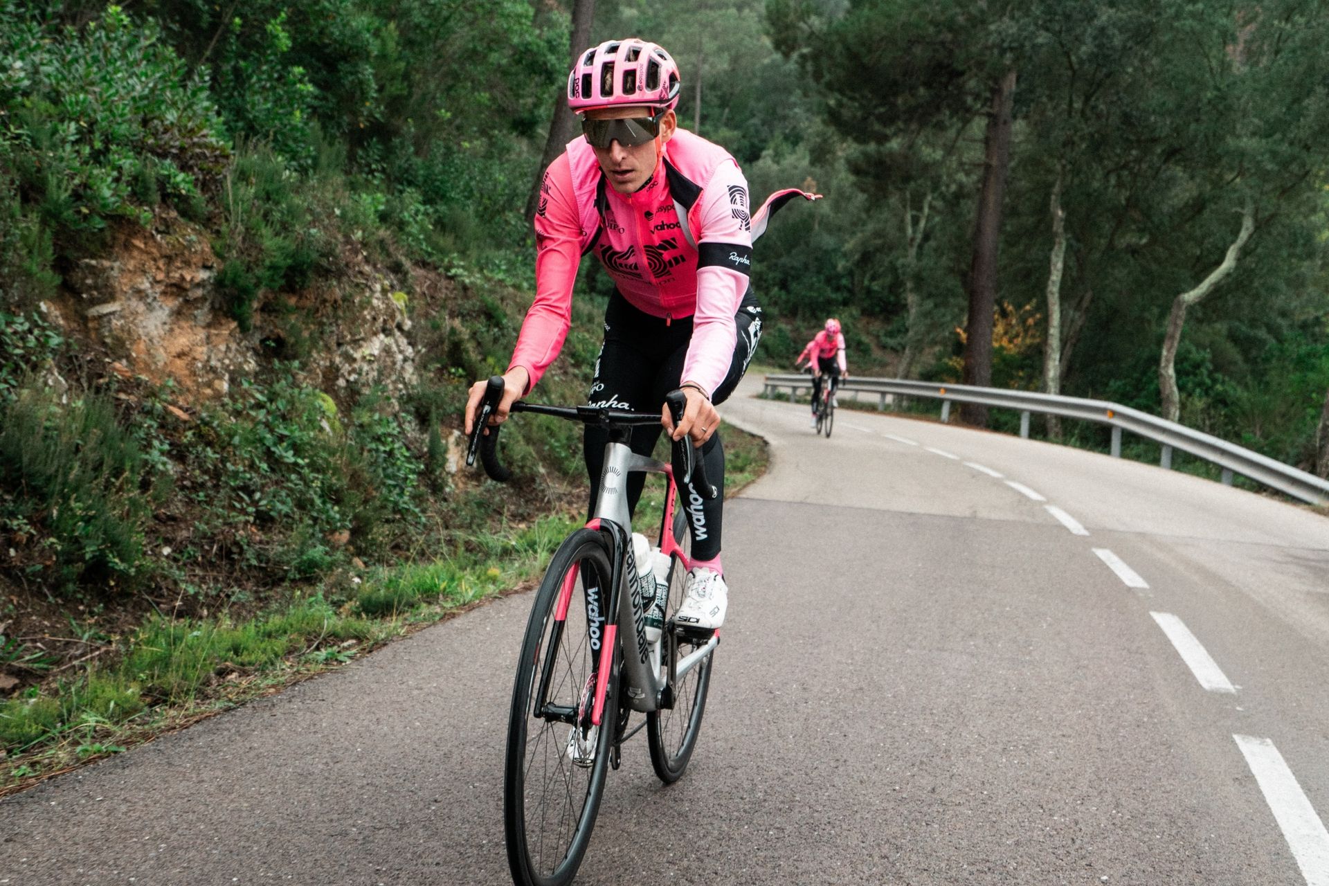 Image shows EF Education rider wearing POC Propel sunglasses