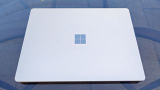 Microsoft Surface Laptop Go 2 review: laptop closed on a garden table
