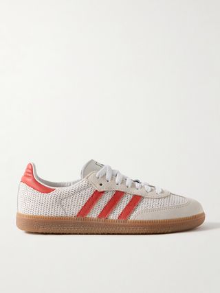 Samba Og suede and leather-trimmed knitted sneakers