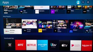 A look at the guide and apps available on the Samsung Q80T QLED TV interface
