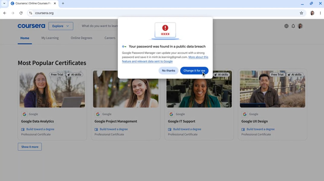 Google's enhanced AI-backed security can help identify if a user's password has been compromised, and fix it for them.