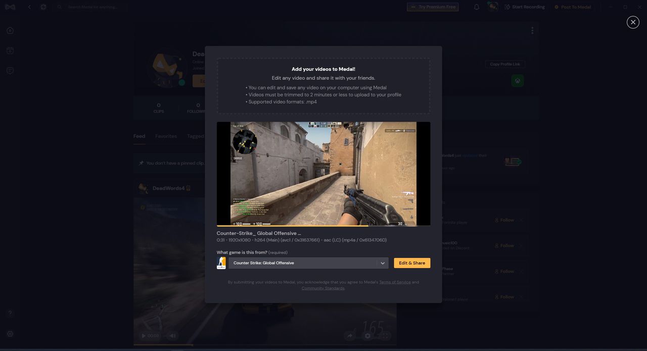 Screenshot of Medal.tv's mobile, desktop, and web apps.