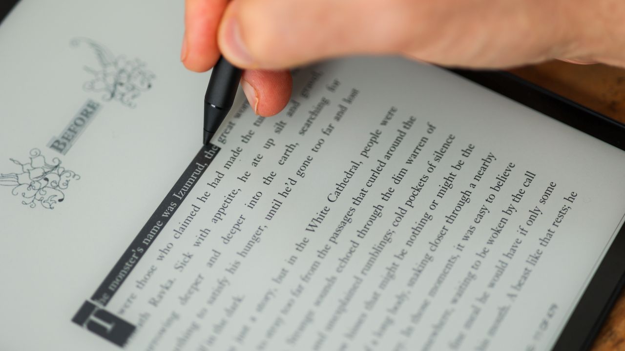 A photo of the Kobo Elipsa 2E's in-book annotation