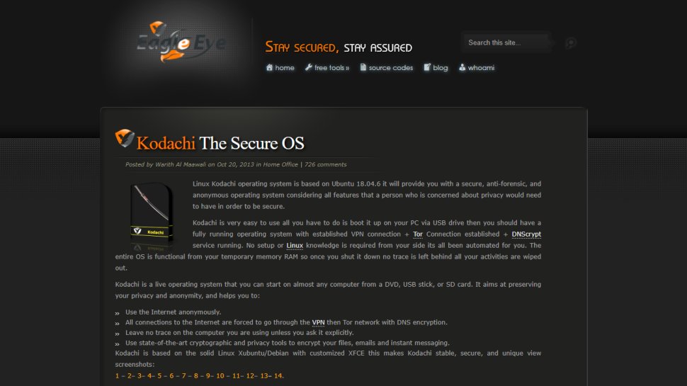 Website screenshot for Linux Kodachi