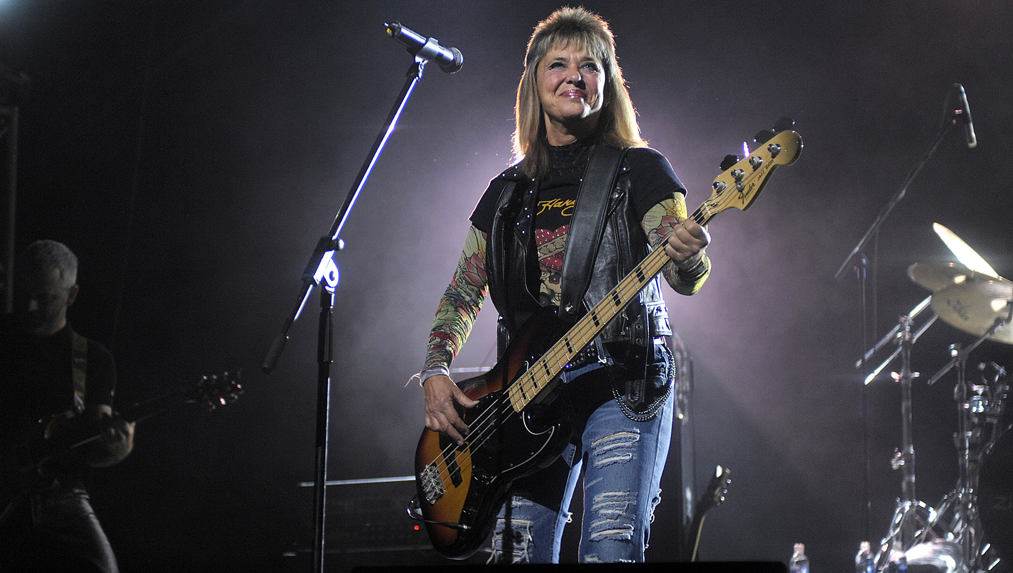 Suzi Quatro performs on stage at the Palais Theatre on September 12, 2009 in Melbourne, Australia.