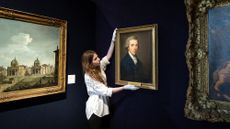 A Kauffman portrait is adjusted during a 2021 Bonhams sale