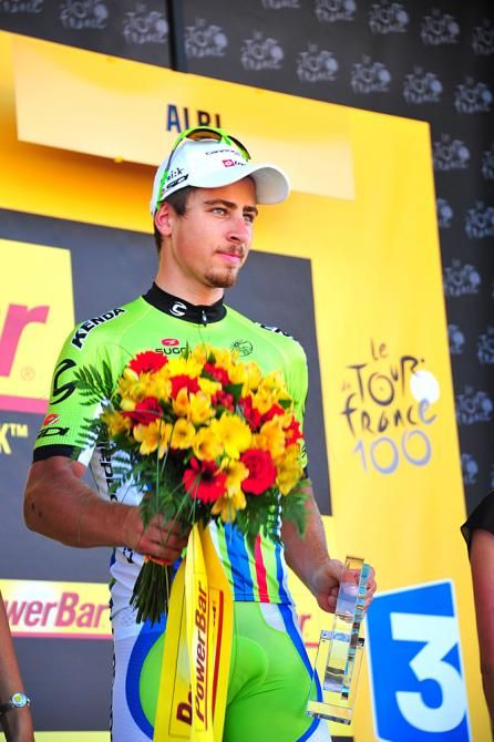 Peter Sagan with the flowers for his stage win in Albi