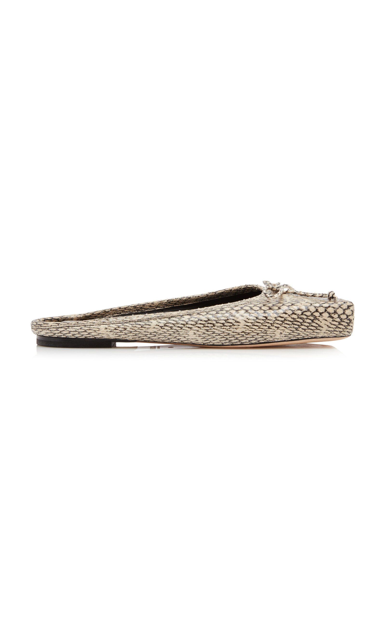 Snake-Effect Leather Ballet Mules