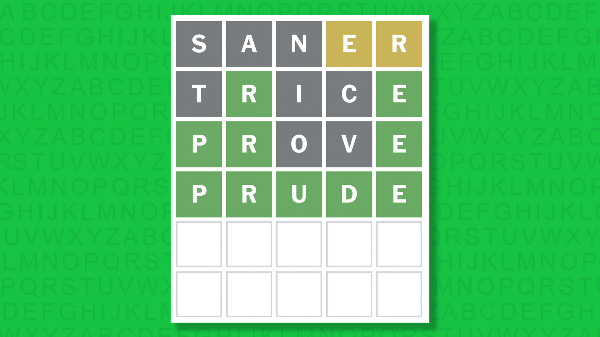 NYT Wordle answer for game 1757 on a green background