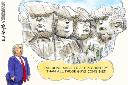Political Cartoon U.S. Trump Mt. Rushmore Presidents Lincoln Washington Roosevelt